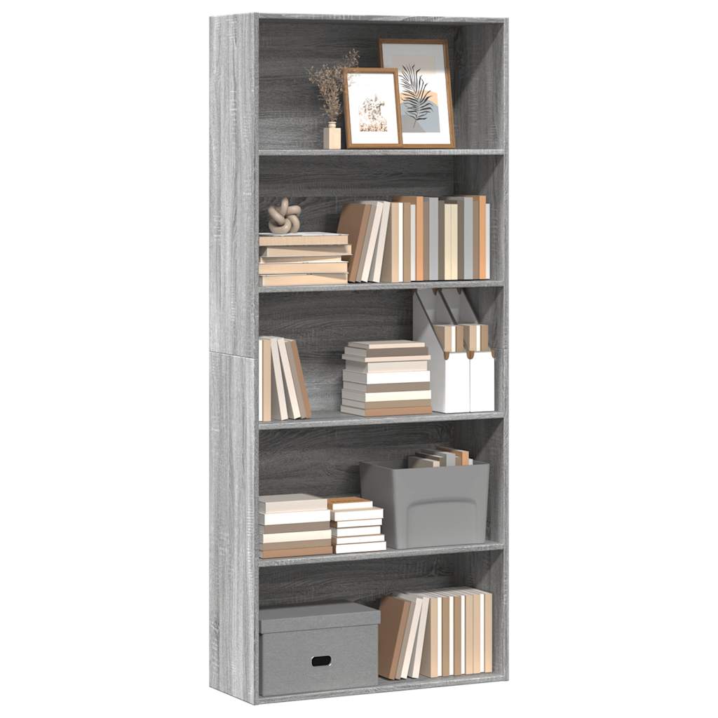 Bibliothèque sonoma gris 80x30x189 cm bois d'ingénierie - XIOS