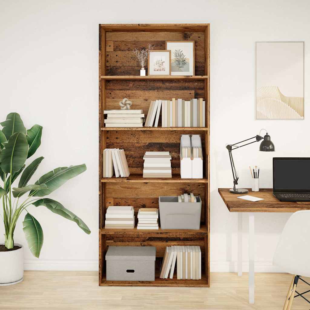 Bibliothèque vieux bois 80x30x189 cm bois d'ingénierie - XIOS