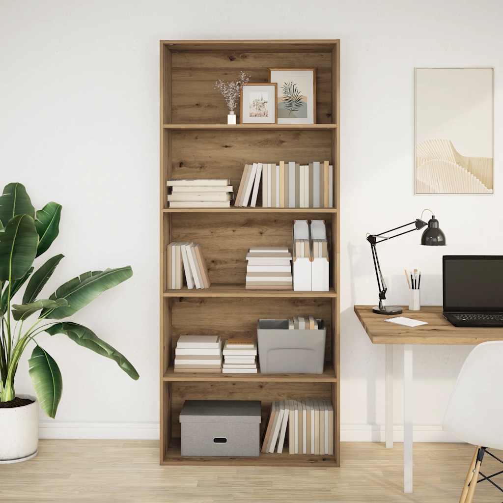 Bibliothèque chêne artisanal 80x30x189 cm bois d'ingénierie - XIOS