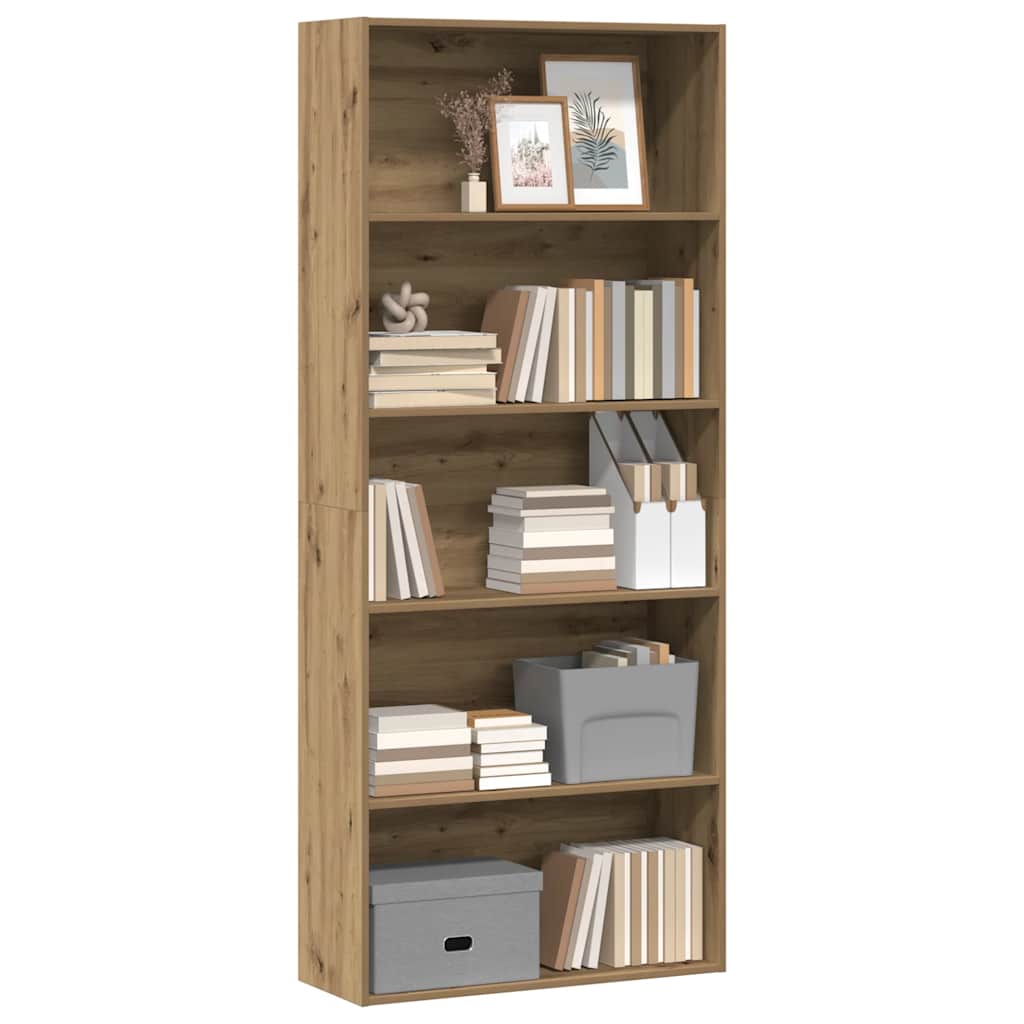 Bibliothèque chêne artisanal 80x30x189 cm bois d'ingénierie - XIOS