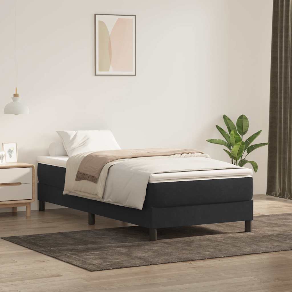 Sommier à lattes de lit sans matelas noir 100x210 cm velours - XIOS