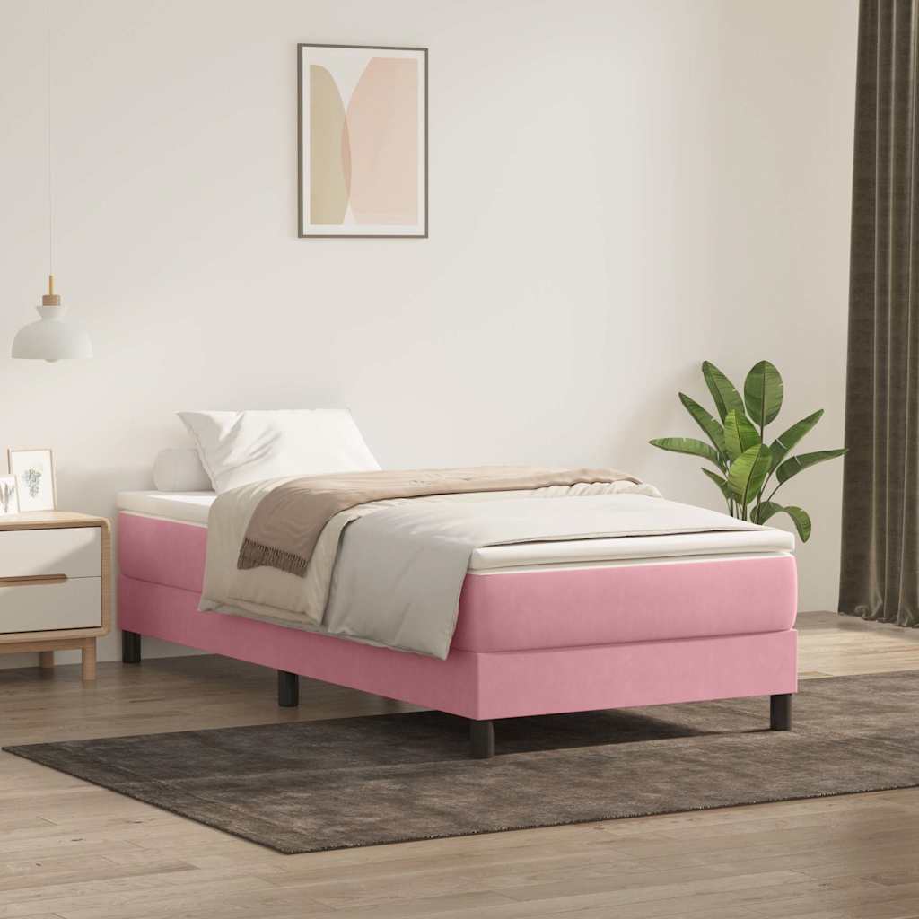 Sommier à lattes de lit sans matelas rose 100x220 cm velours - XIOS