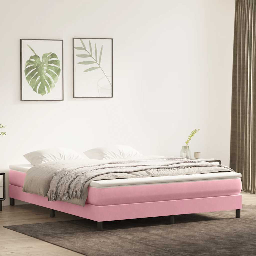 Sommier à lattes de lit sans matelas rose 180x220 cm velours - XIOS