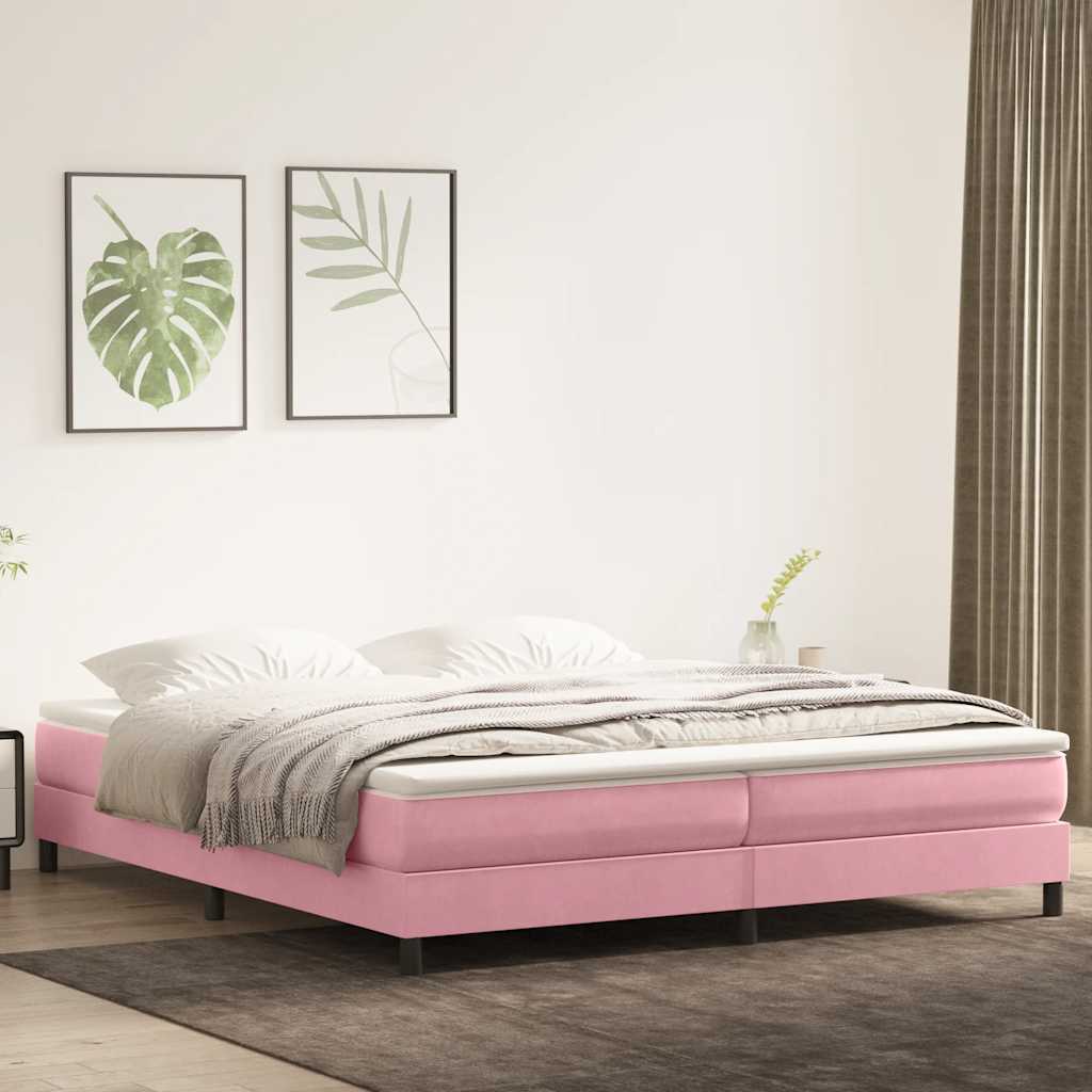 Sommier à lattes de lit sans matelas rose 200x220 cm velours - XIOS