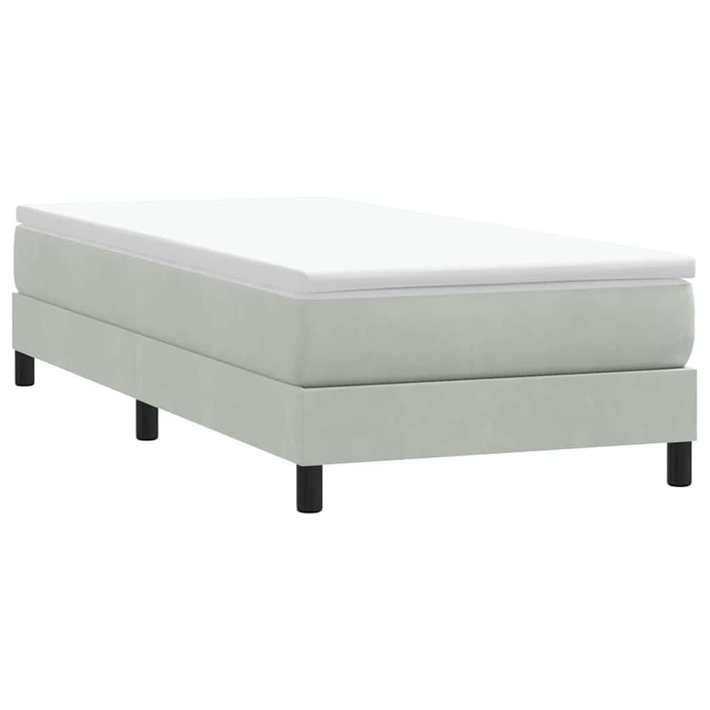 Sommier à lattes de lit et matelas gris clair 80x210 cm velours - XIOS