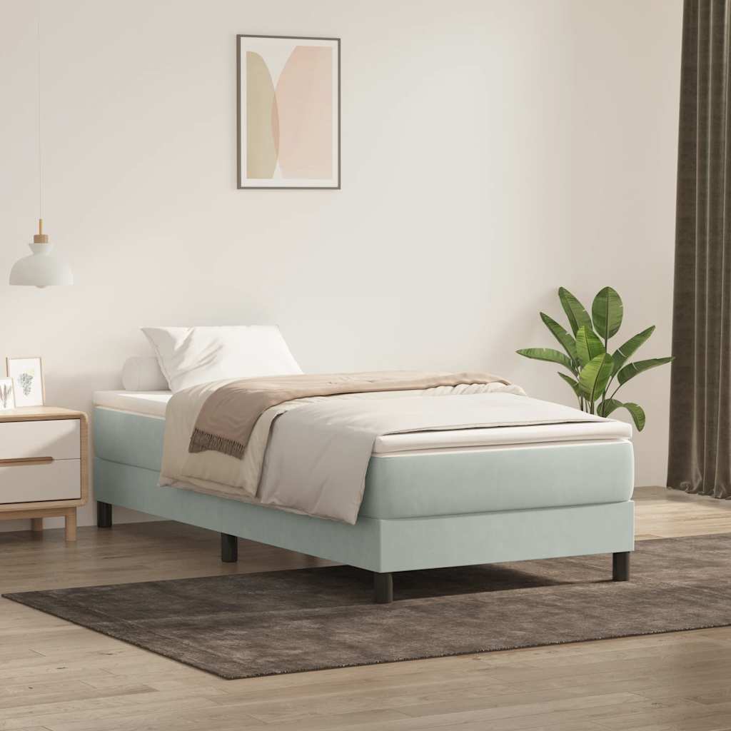 Sommier à lattes de lit et matelas gris clair 80x210 cm velours - XIOS