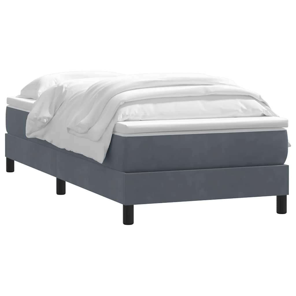 Sommier à lattes de lit et matelas gris foncé 80x210 cm velours - XIOS