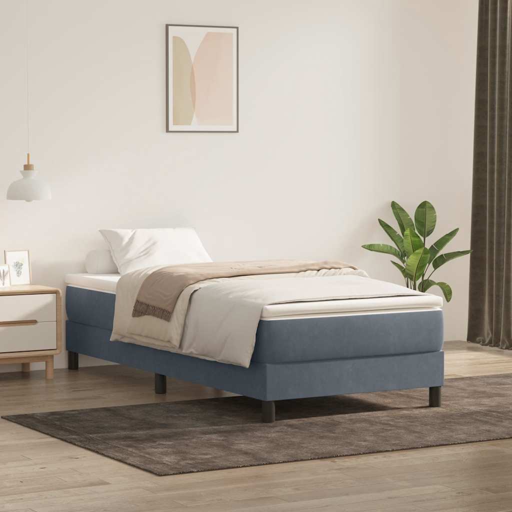 Sommier à lattes de lit et matelas gris foncé 80x210 cm velours - XIOS