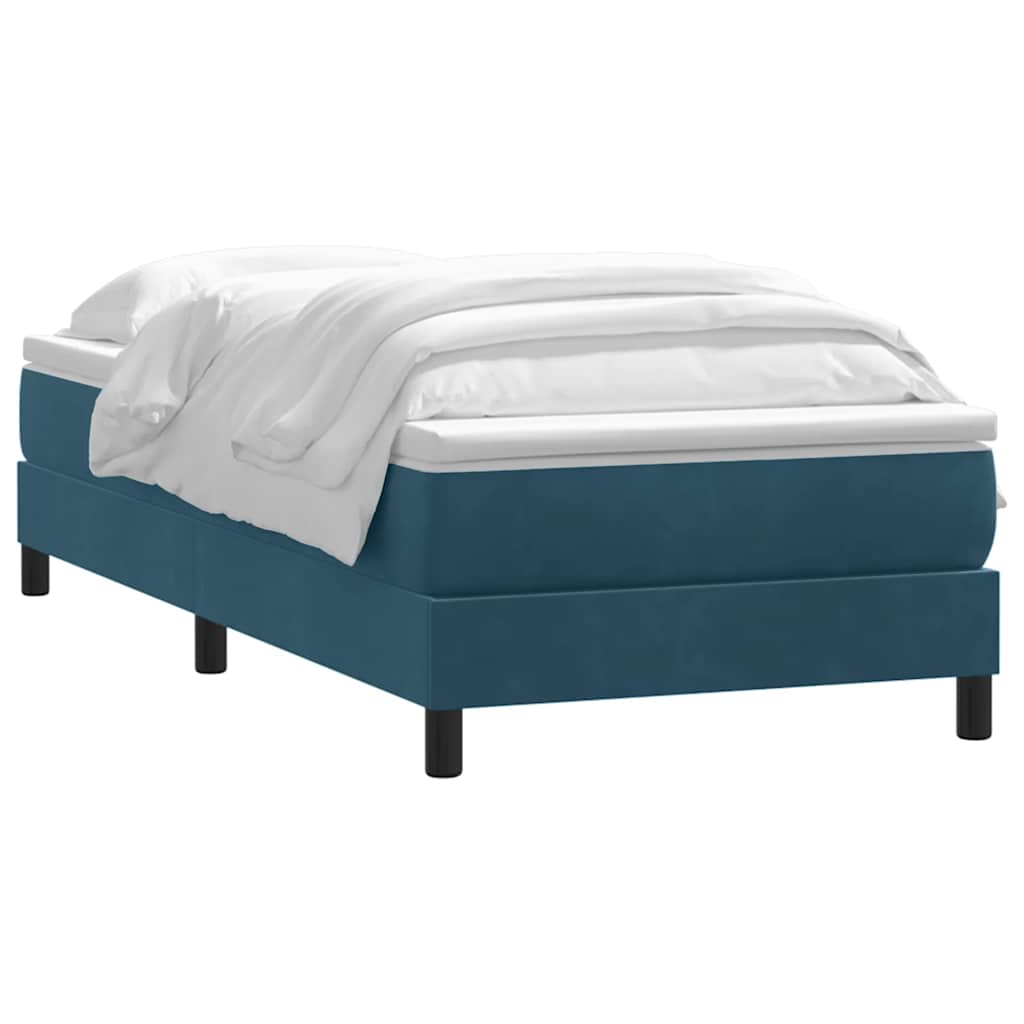 Sommier à lattes de lit et matelas bleu foncé 80x210 cm velours - XIOS