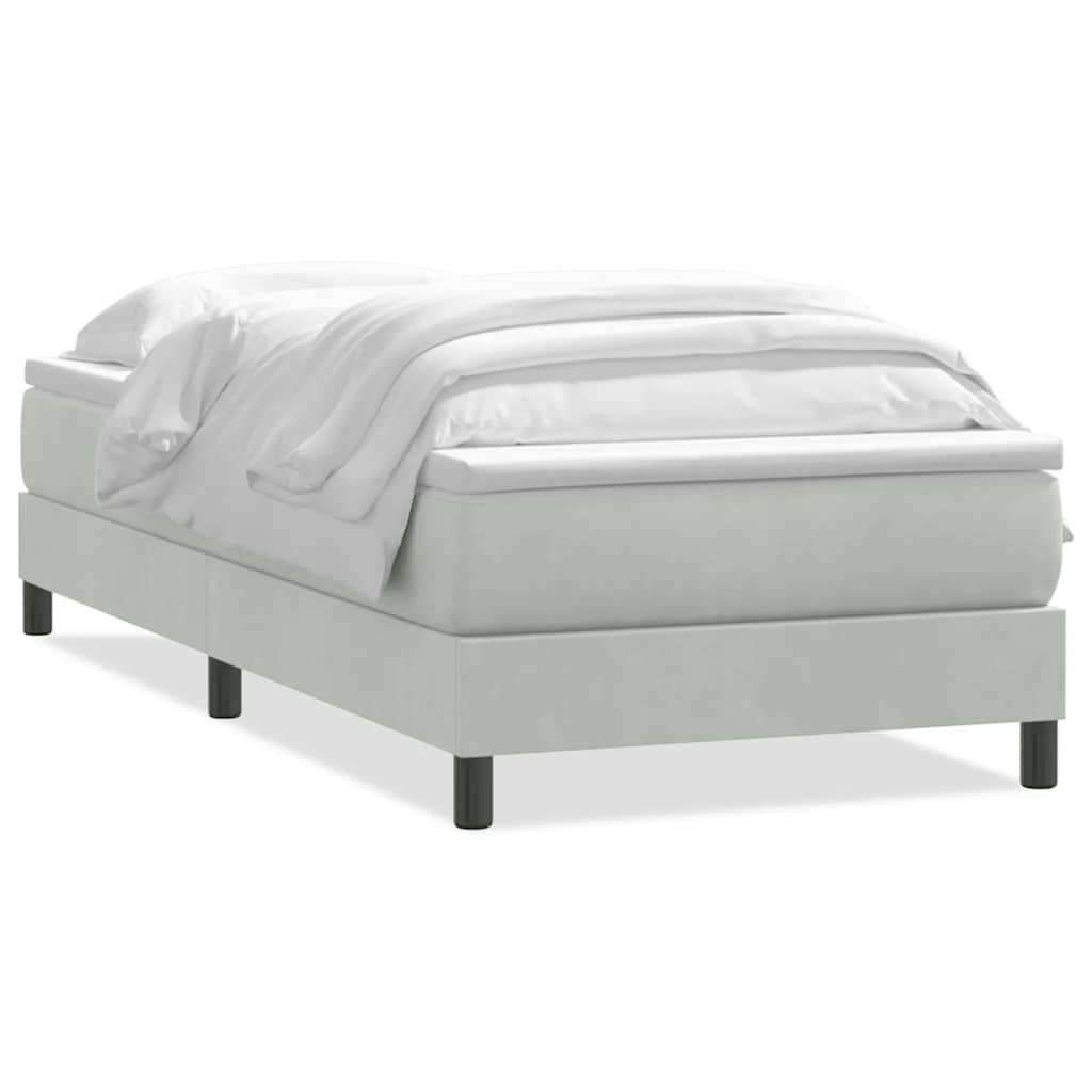 Sommier à lattes de lit et matelas gris clair 90x210 cm velours - XIOS