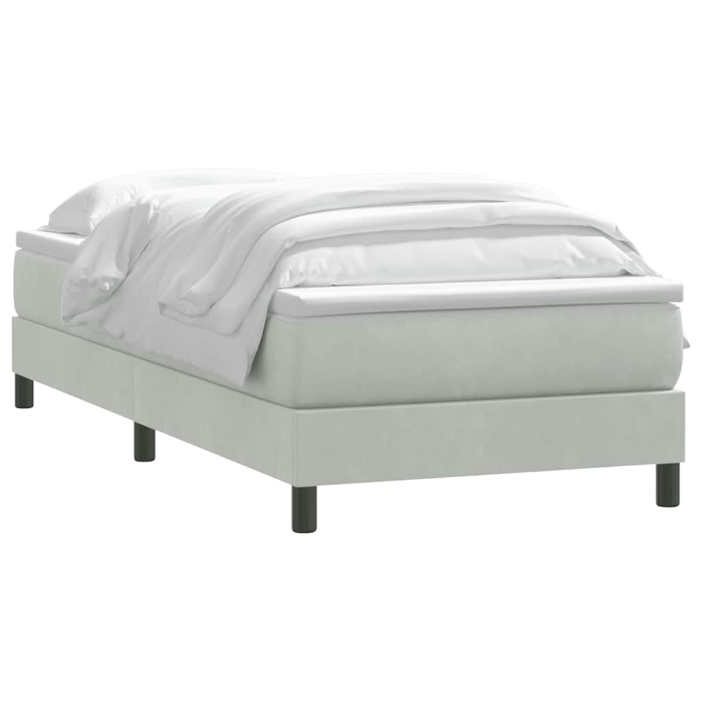Sommier à lattes de lit et matelas gris clair 90x210 cm velours - XIOS