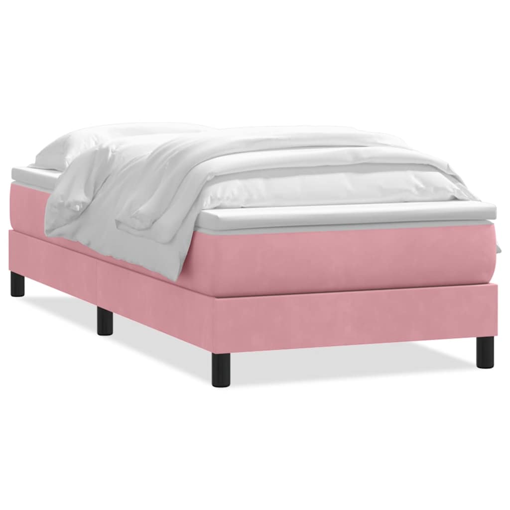 Sommier à lattes de lit avec matelas rose 90x210 cm velours - XIOS