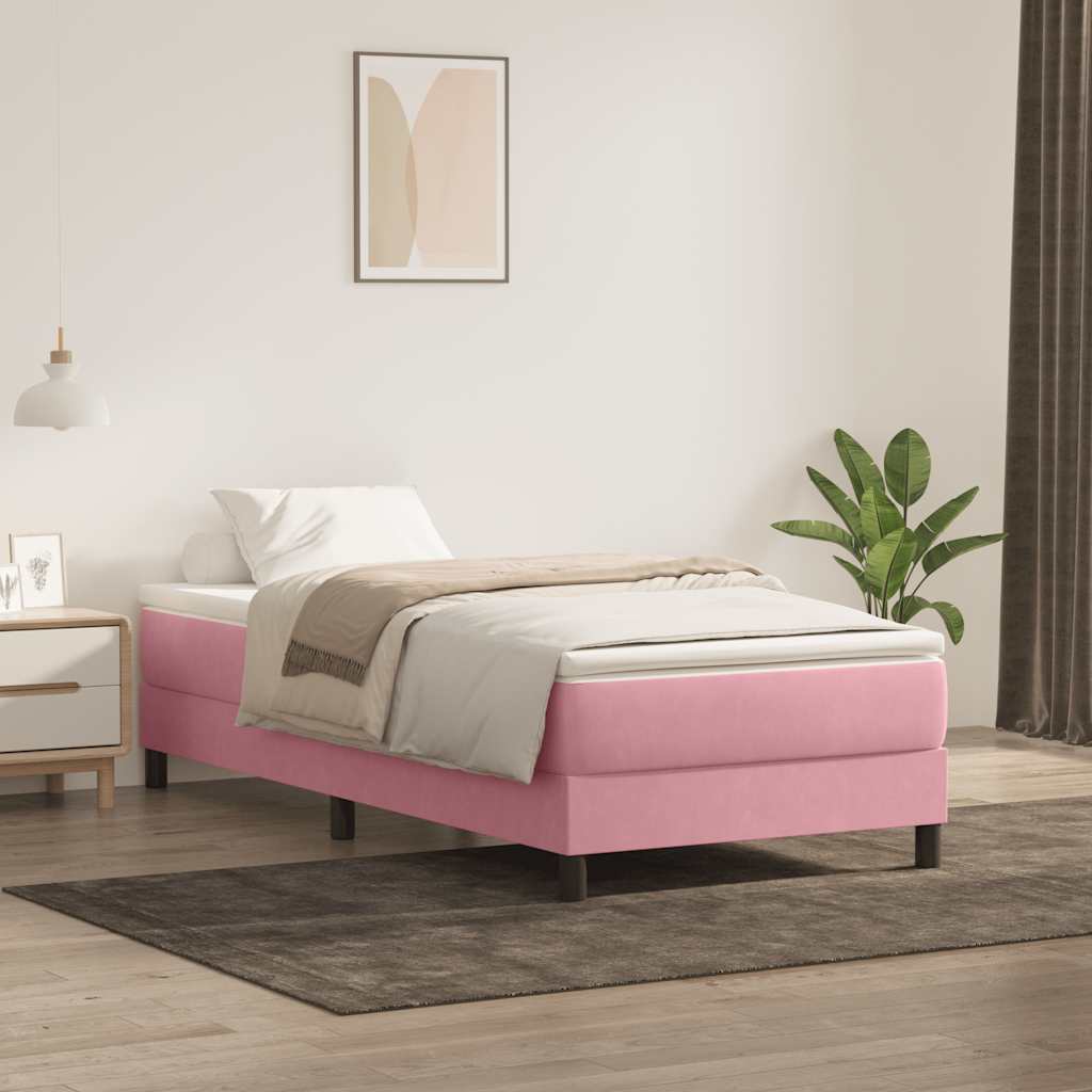 Sommier à lattes de lit avec matelas rose 90x210 cm velours - XIOS