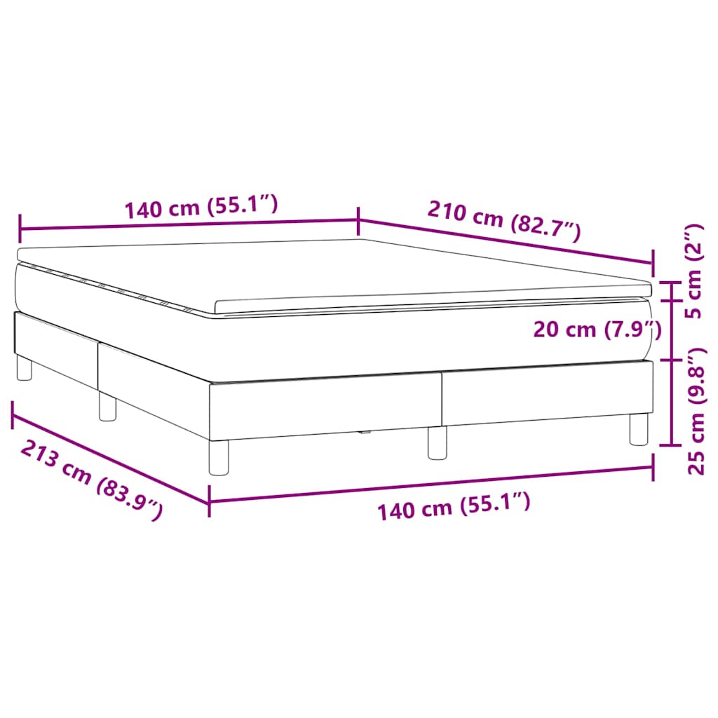 Sommier à lattes de lit avec matelas rose 140x210 cm velours - XIOS