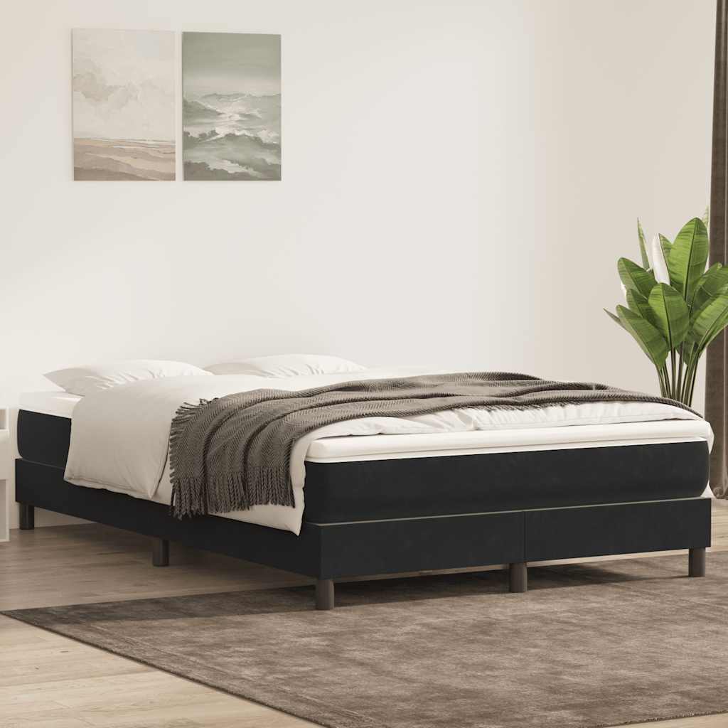 Sommier à lattes de lit avec matelas noir 160x210 cm velours - XIOS