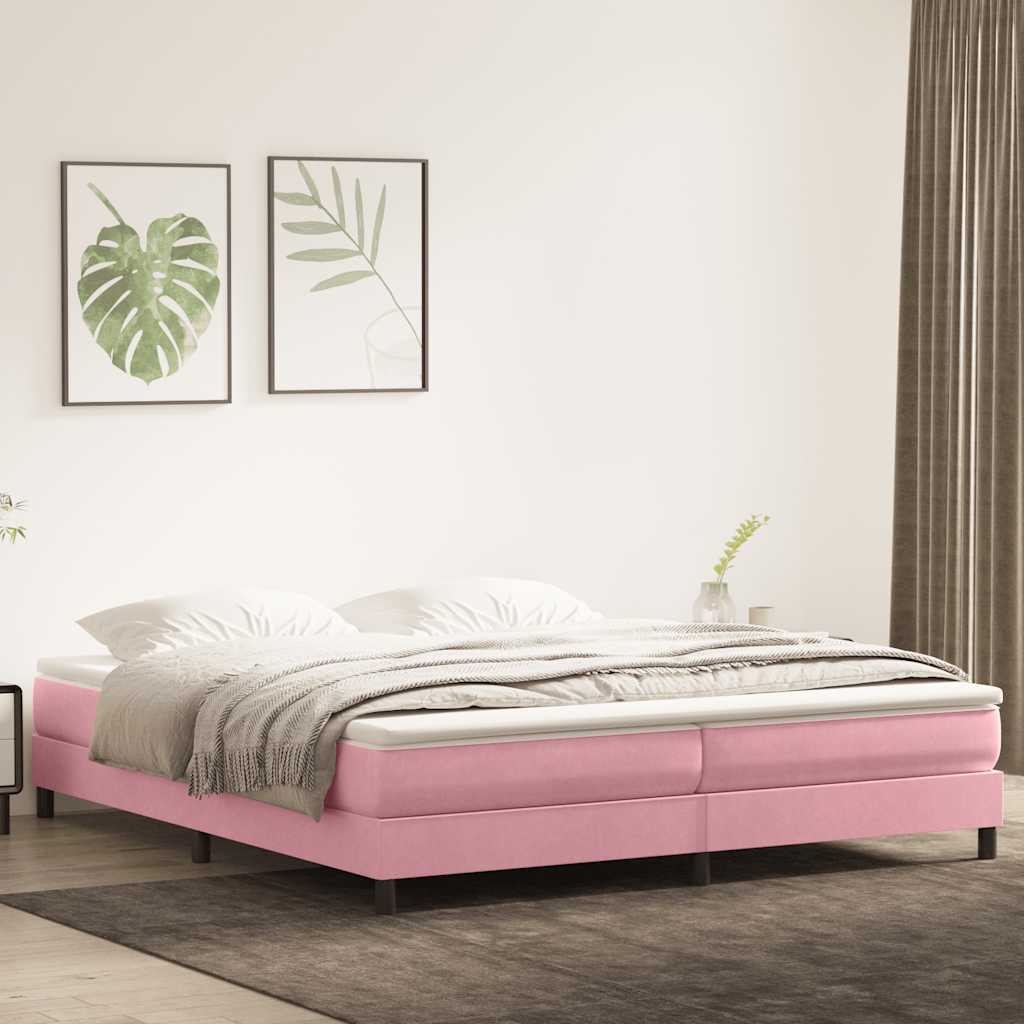 Sommier à lattes de lit avec matelas rose 180x210 cm velours - XIOS
