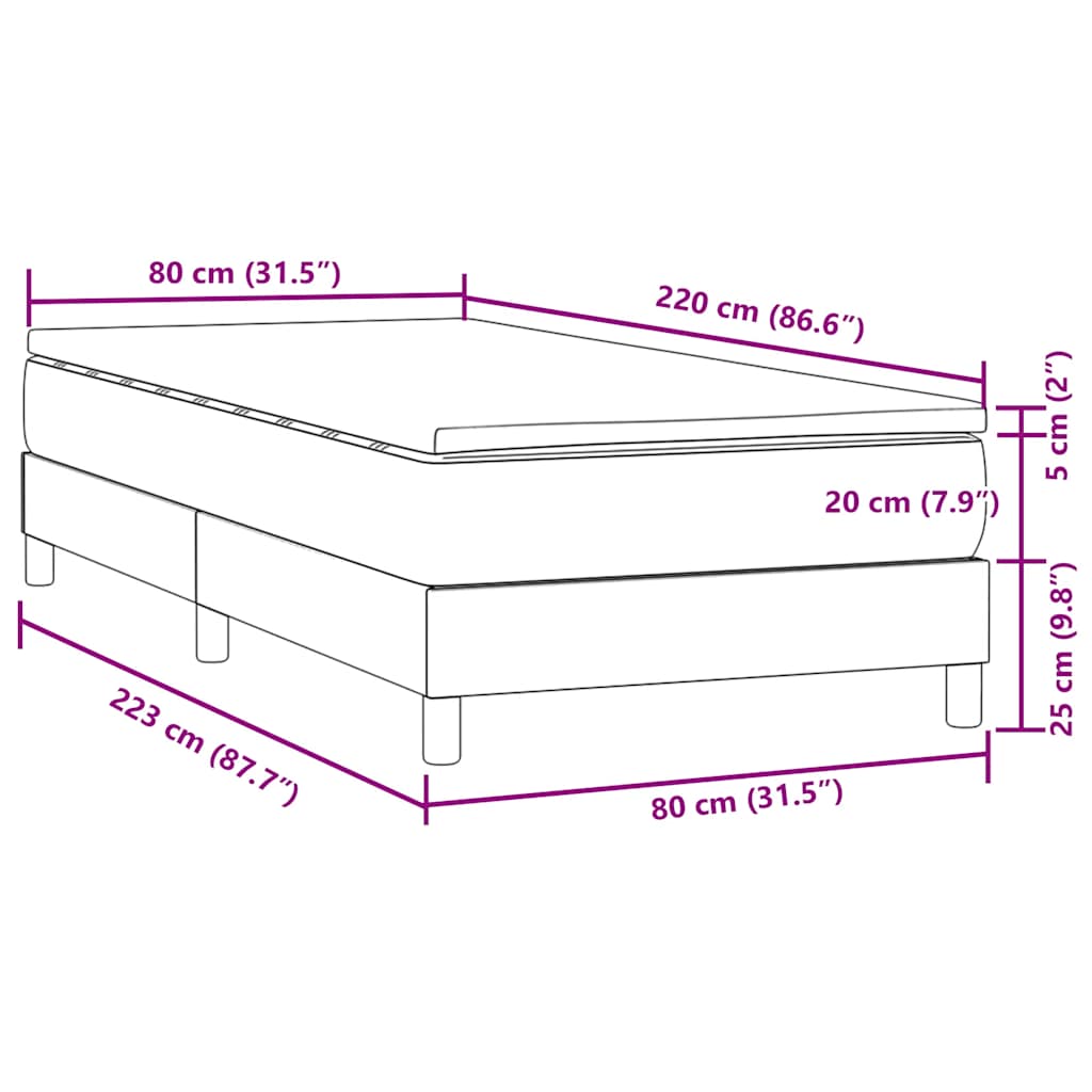 Sommier à lattes de lit et matelas gris clair 80x220 cm velours - XIOS