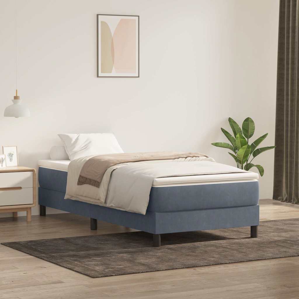 Sommier à lattes de lit et matelas gris foncé 80x220 cm velours - XIOS