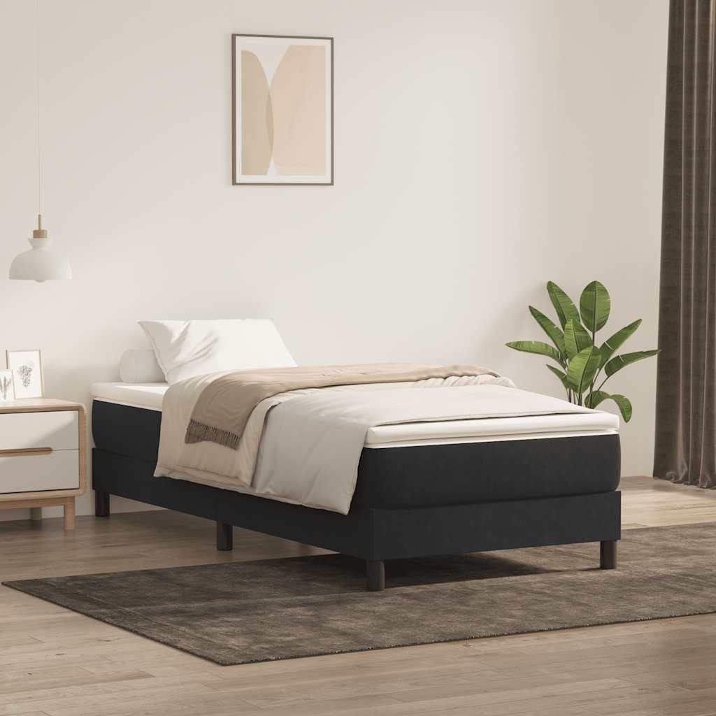 Sommier à lattes de lit avec matelas noir 80x220 cm velours - XIOS