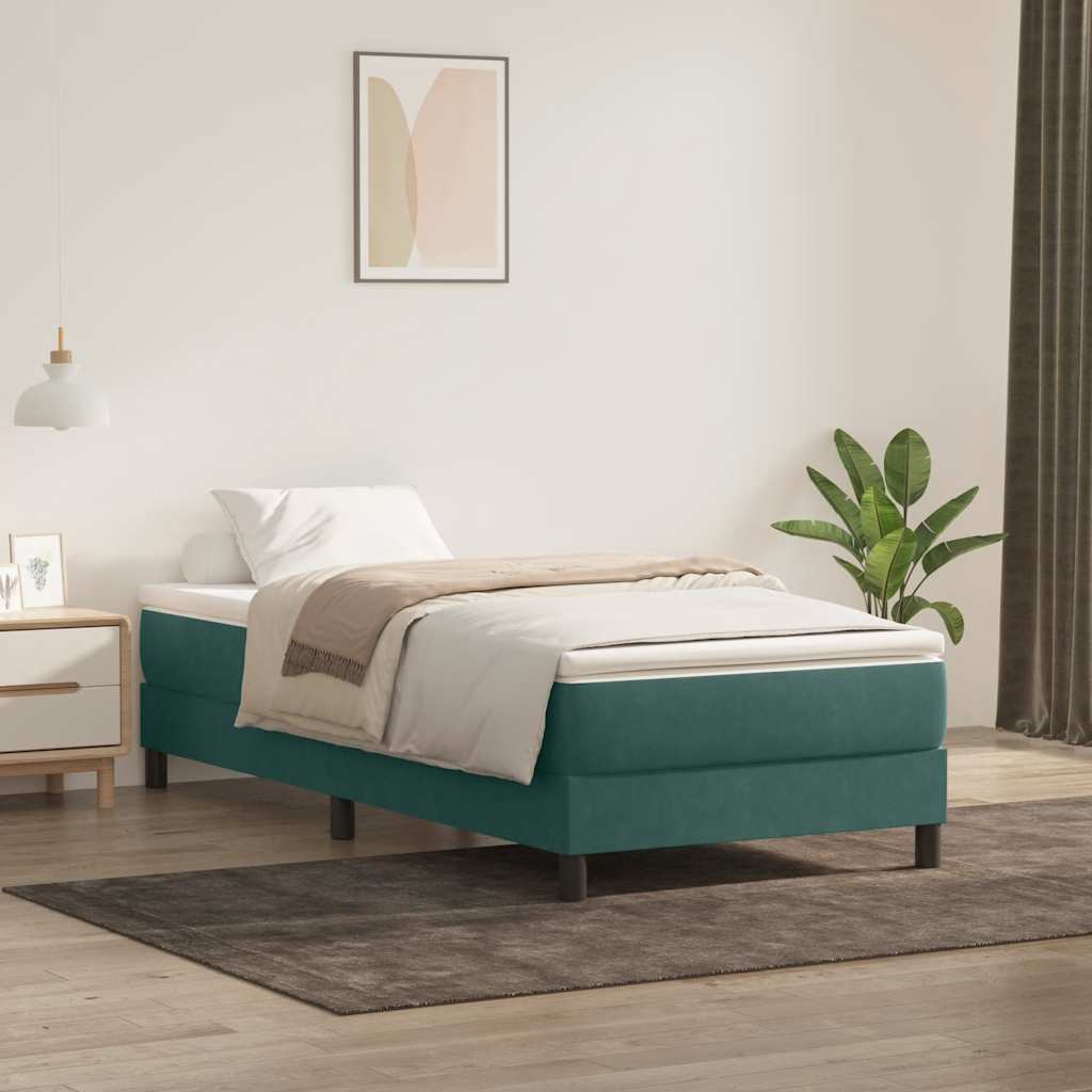 Sommier à lattes de lit et matelas vert foncé 80x220 cm velours - XIOS