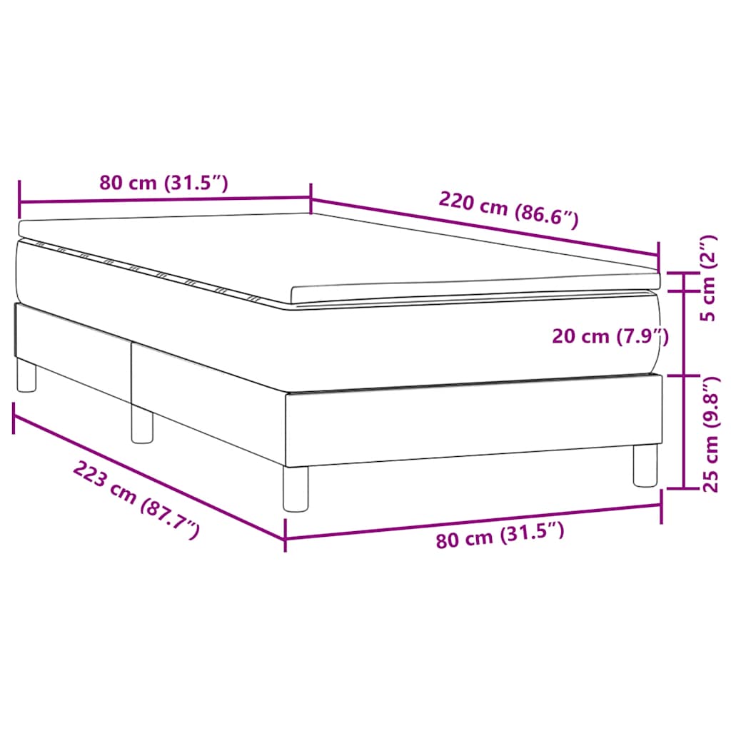 Sommier à lattes de lit avec matelas rose 80x220 cm velours - XIOS