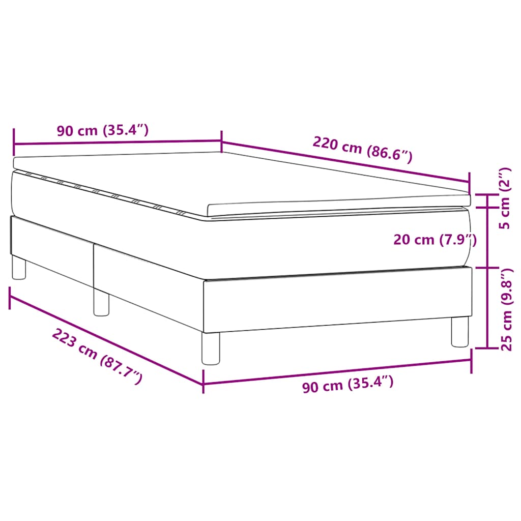 Sommier à lattes de lit avec matelas rose 90x220 cm velours - XIOS