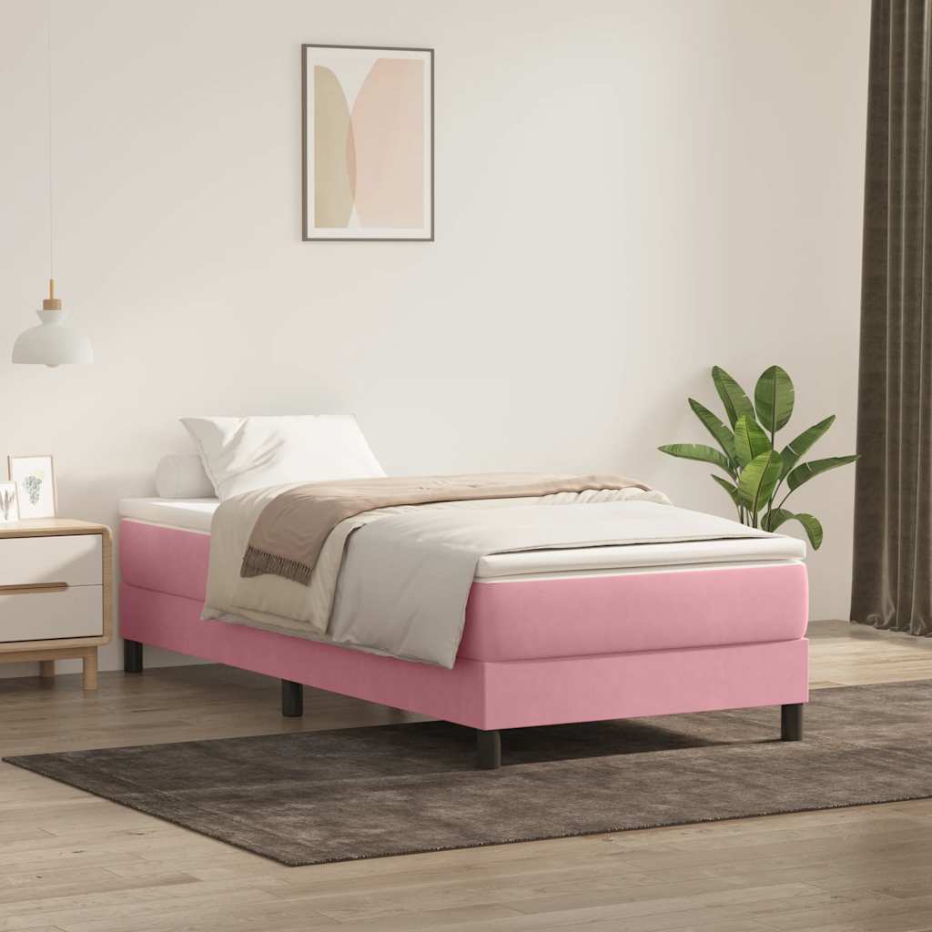 Sommier à lattes de lit avec matelas rose 90x220 cm velours - XIOS
