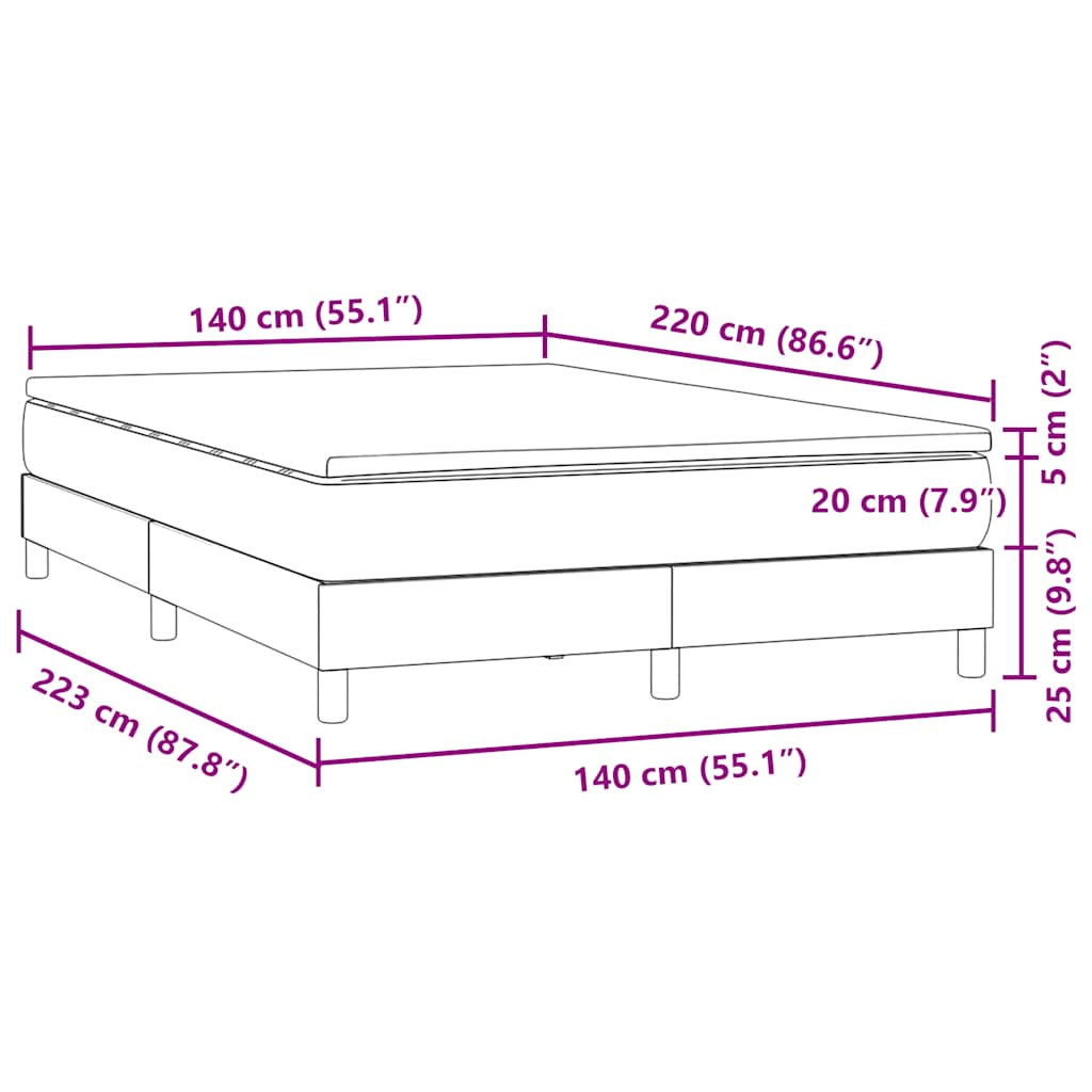 Sommier à lattes de lit avec matelas rose 140x220 cm velours - XIOS