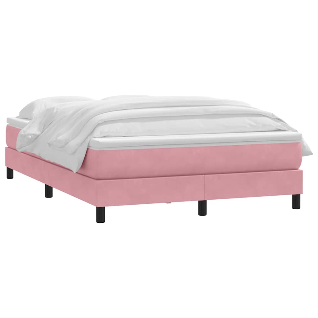 Sommier à lattes de lit avec matelas rose 160x220 cm velours - XIOS