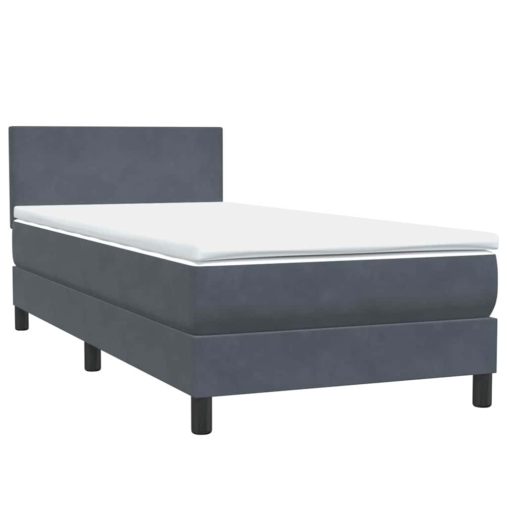 Sommier à lattes de lit et matelas gris foncé 80x210 cm velours - XIOS