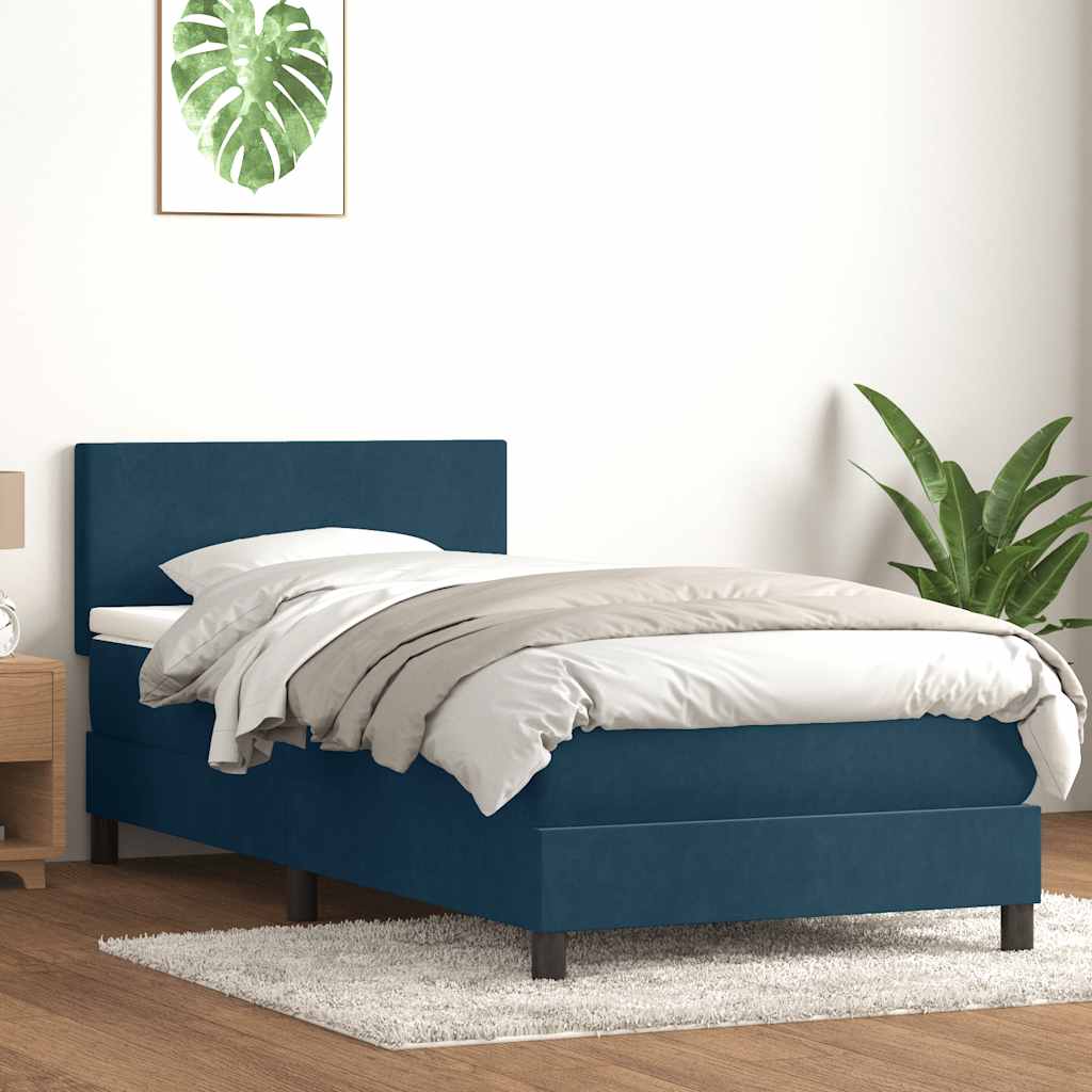 Sommier à lattes de lit et matelas bleu foncé 80x210 cm velours - XIOS