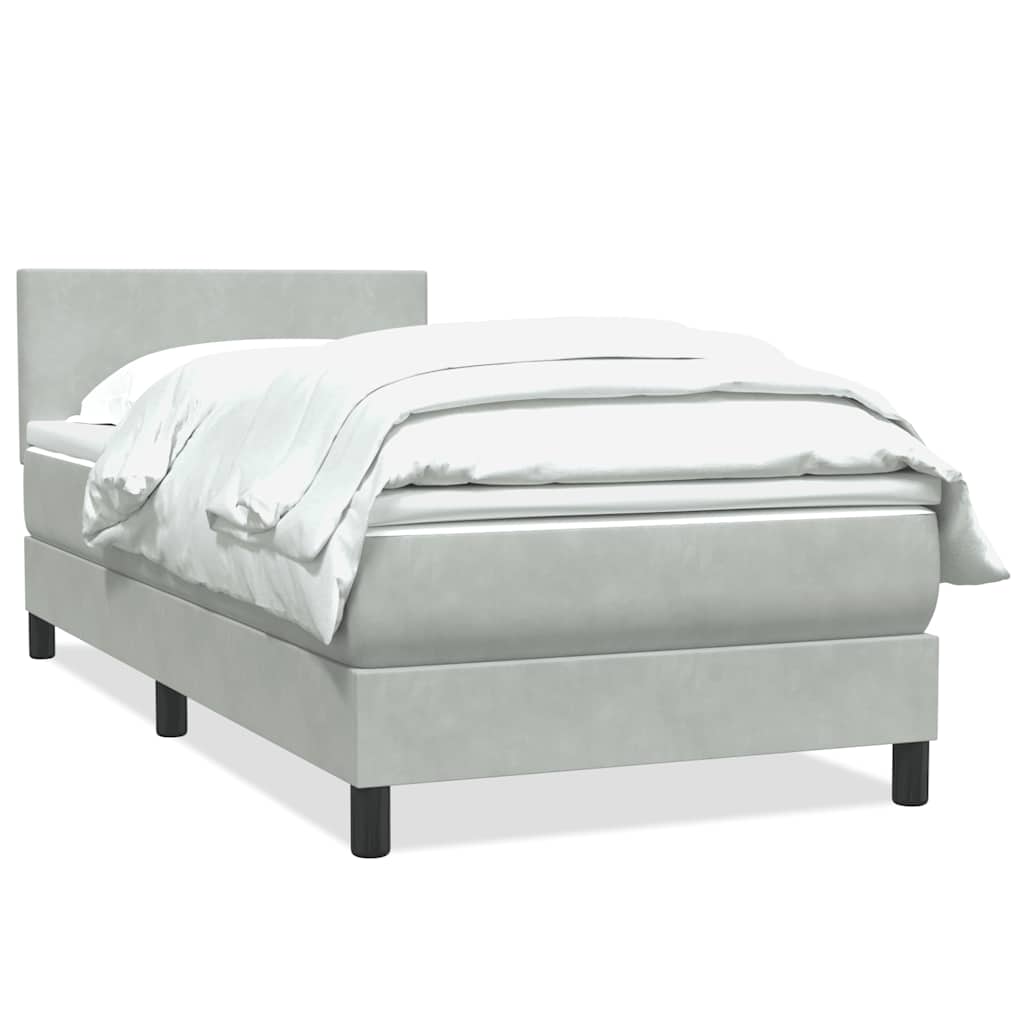 Sommier à lattes de lit et matelas gris clair 90x210 cm velours - XIOS