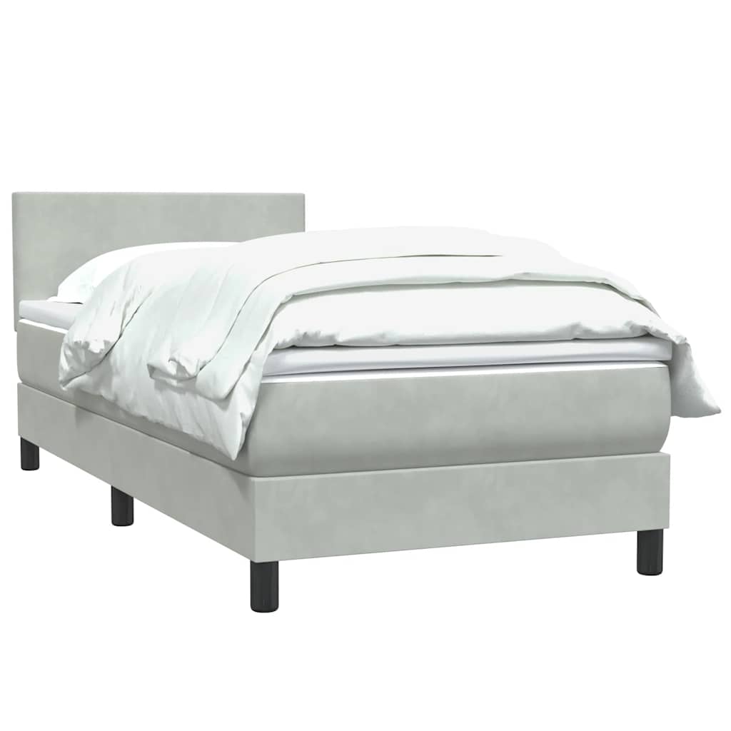 Sommier à lattes de lit et matelas gris clair 90x210 cm velours - XIOS