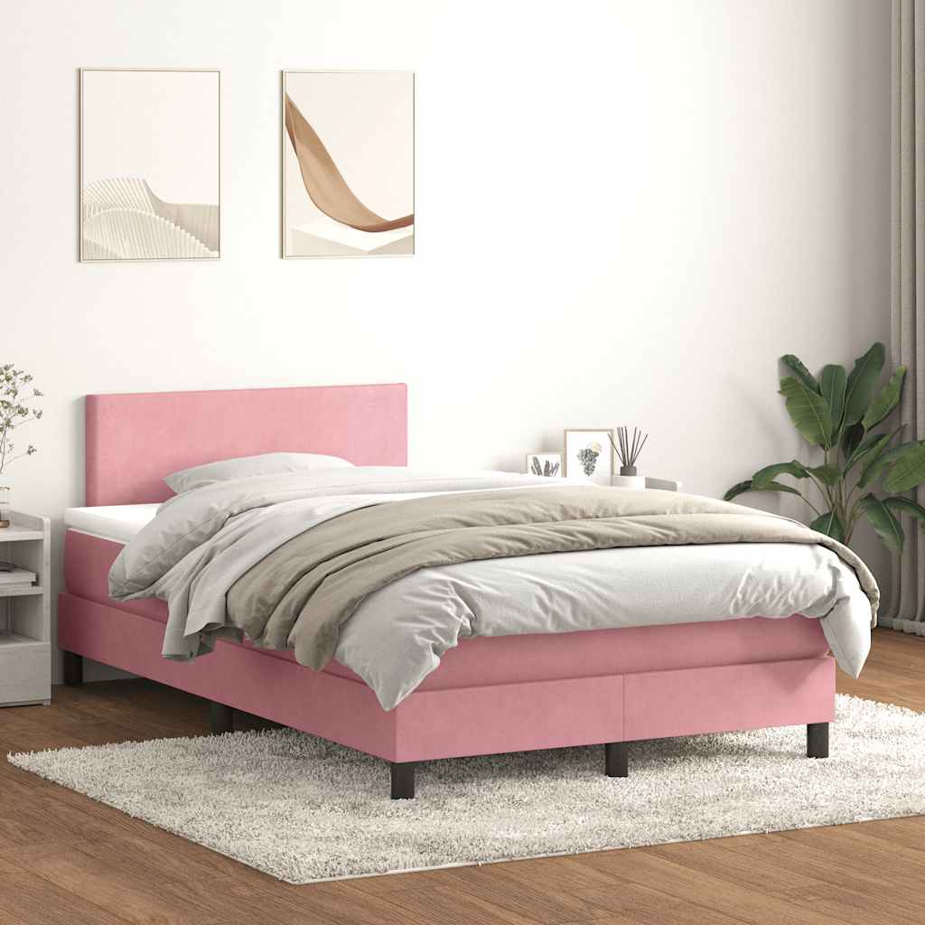 Sommier à lattes de lit avec matelas rose 120x210 cm velours