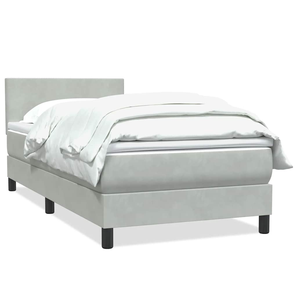 Sommier à lattes de lit et matelas gris clair 80x220 cm velours - XIOS