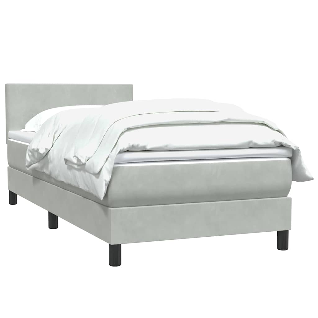 Sommier à lattes de lit et matelas gris clair 80x220 cm velours - XIOS