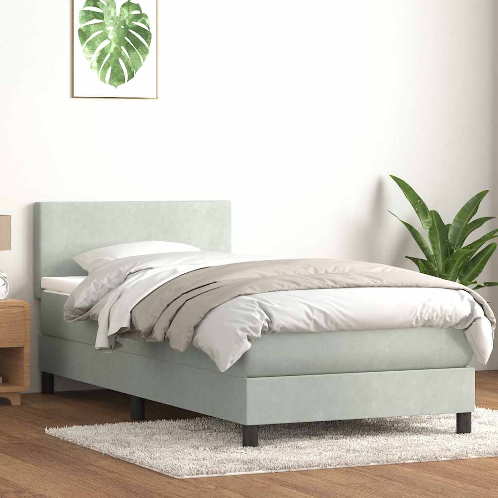 Sommier à lattes de lit et matelas gris clair 80x220 cm velours - XIOS