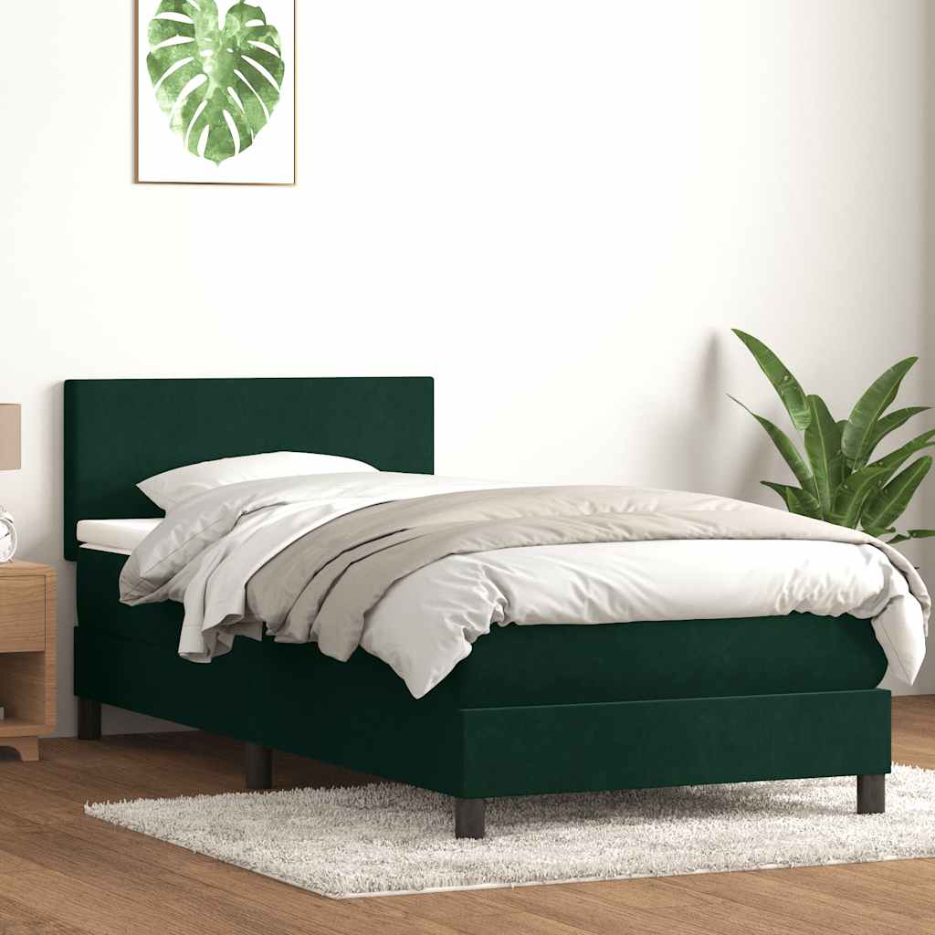 Sommier à lattes de lit et matelas vert foncé 80x220 cm velours - XIOS