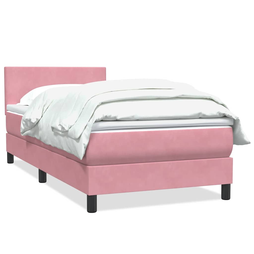 Sommier à lattes de lit avec matelas rose 90x220 cm velours - XIOS