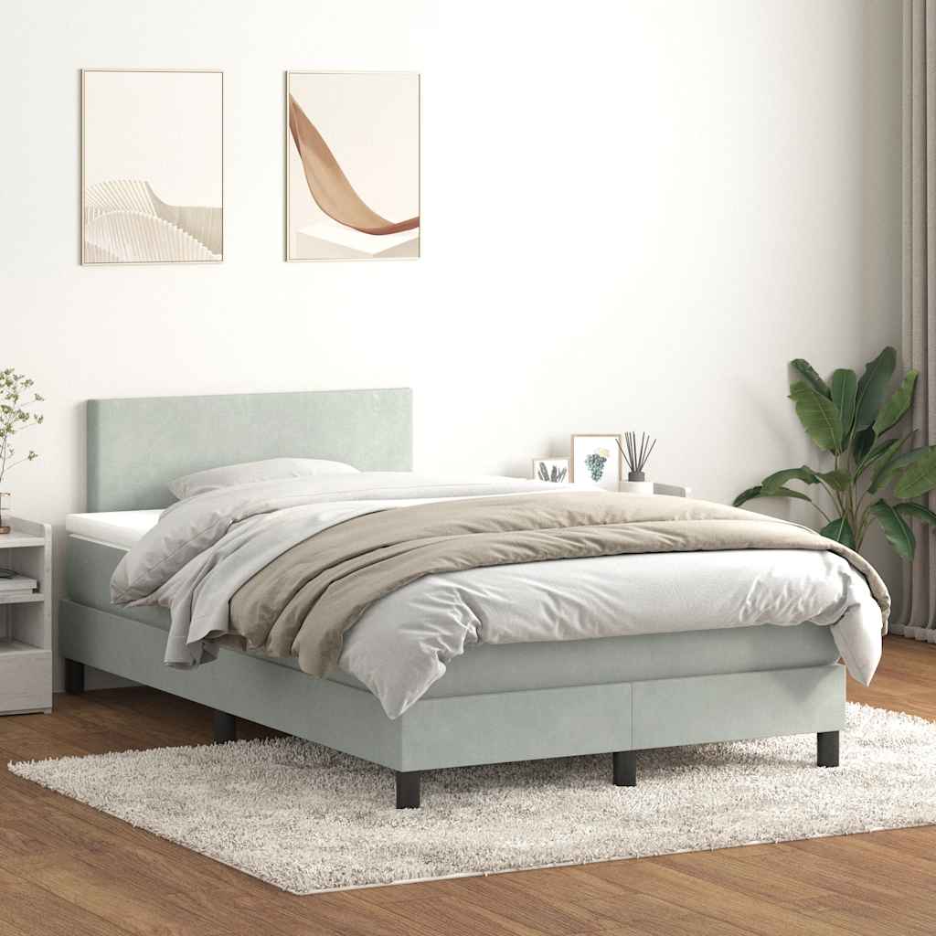 Sommier à lattes de lit et matelas gris clair 120x220cm velours - XIOS