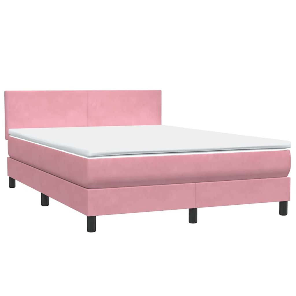 Sommier à lattes de lit avec matelas rose 140x220 cm velours - XIOS