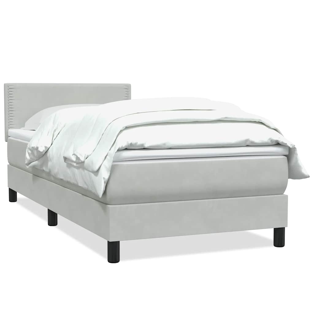 Sommier à lattes de lit et matelas gris clair 80x210 cm velours - XIOS