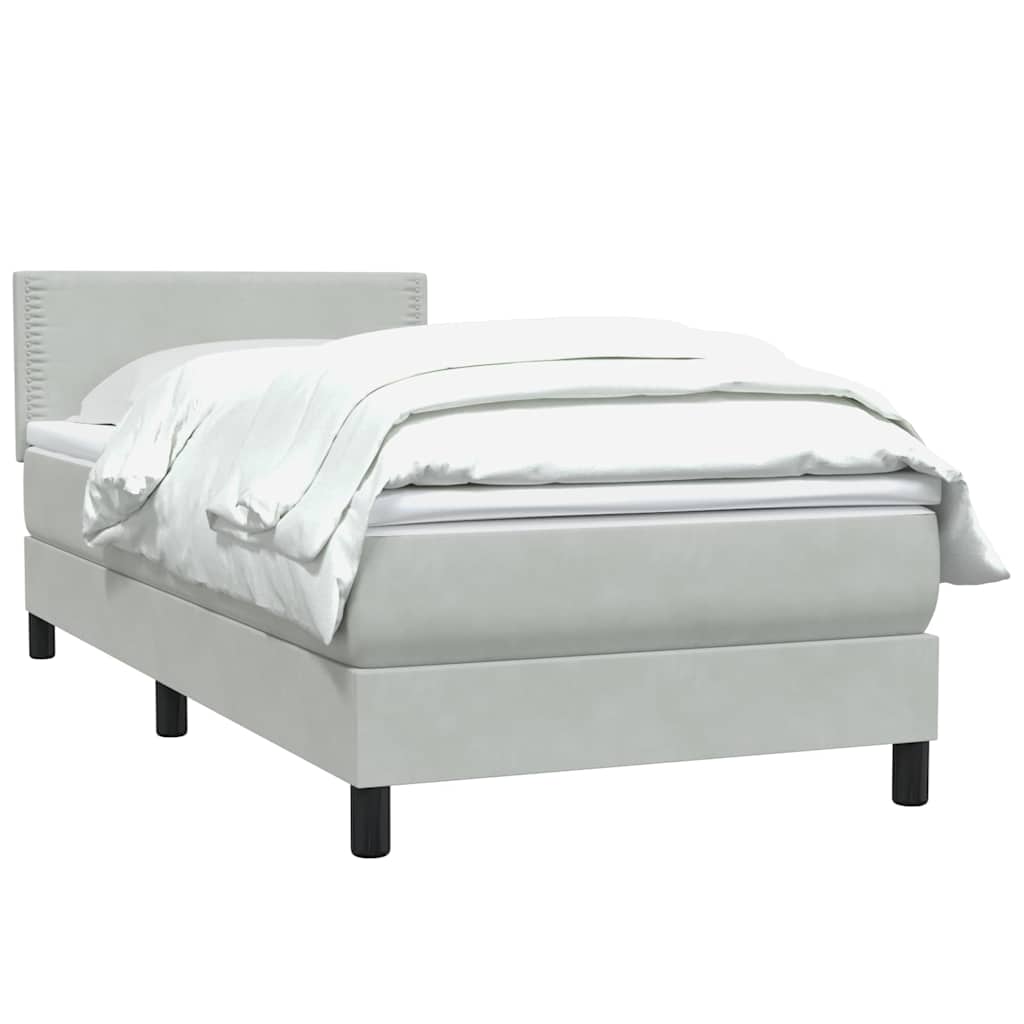 Sommier à lattes de lit et matelas gris clair 80x210 cm velours - XIOS