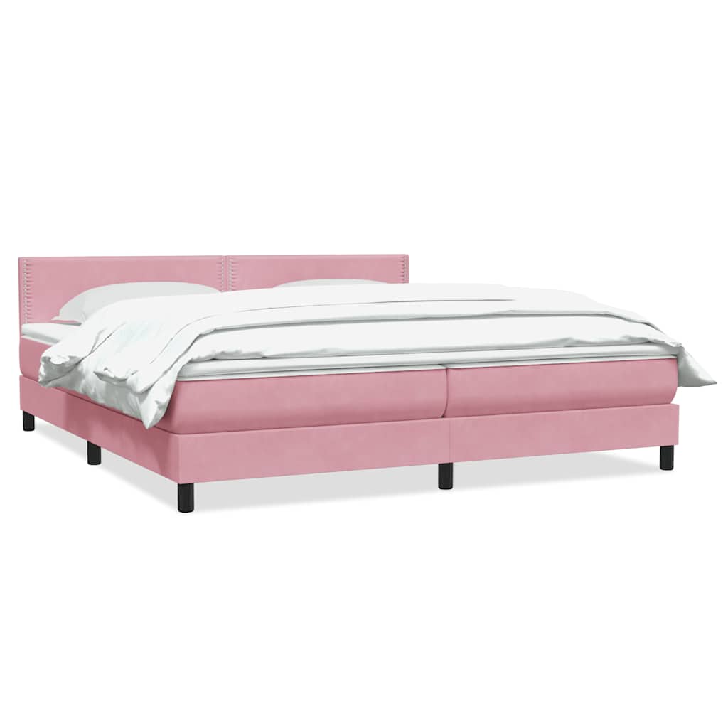 Sommier à lattes de lit avec matelas rose 180x210 cm velours - XIOS