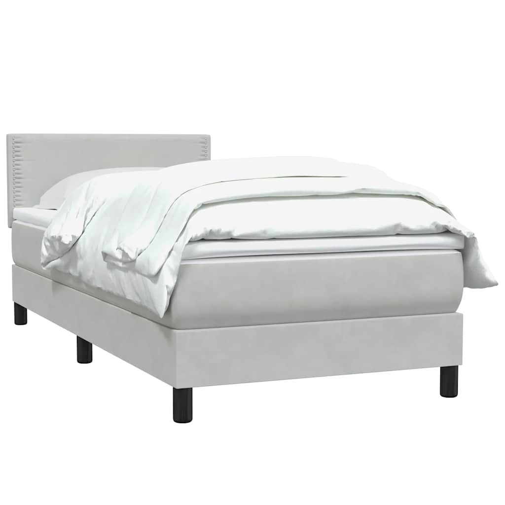 Sommier à lattes de lit et matelas gris clair 80x220 cm velours - XIOS