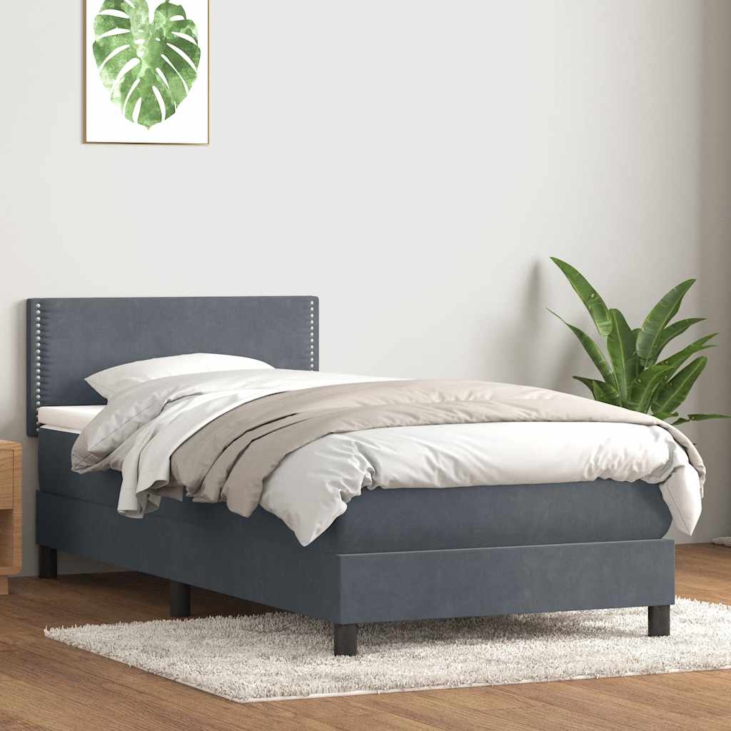 Sommier à lattes de lit et matelas gris foncé 80x220 cm velours - XIOS