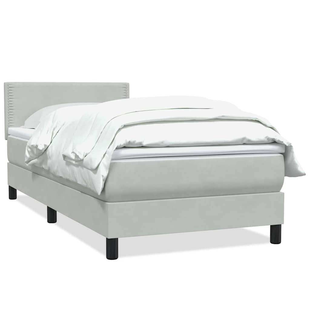 Sommier à lattes de lit et matelas gris clair 90x220 cm velours - XIOS