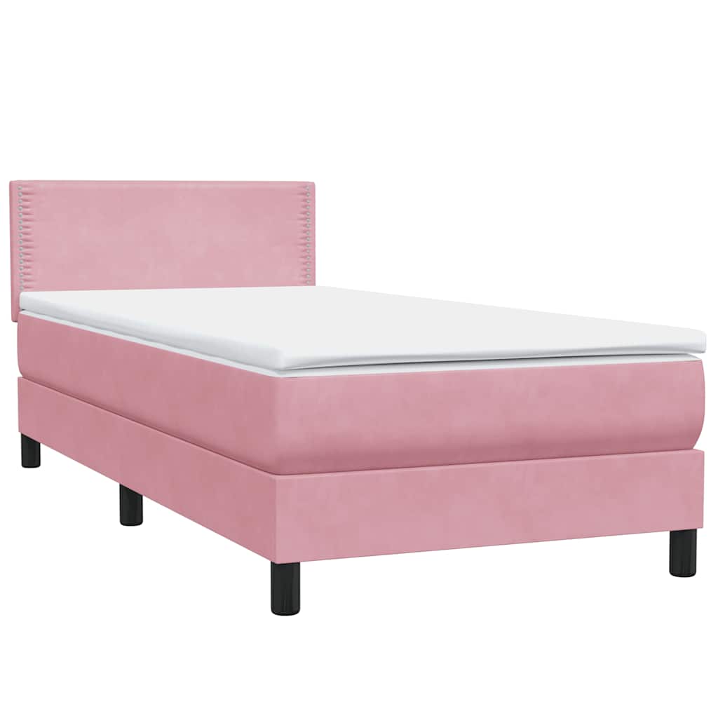 Sommier à lattes de lit avec matelas rose 100x220 cm velours - XIOS