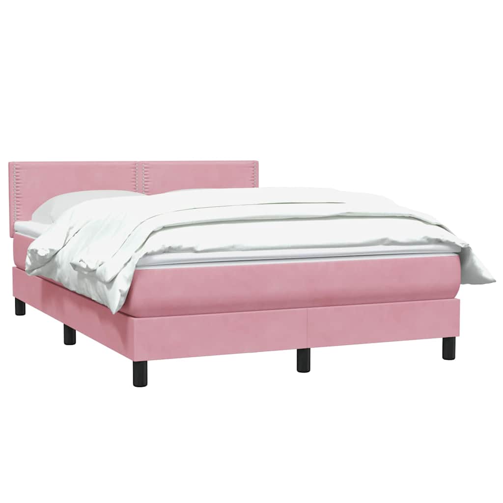 Sommier à lattes de lit avec matelas rose 160x220 cm velours - XIOS