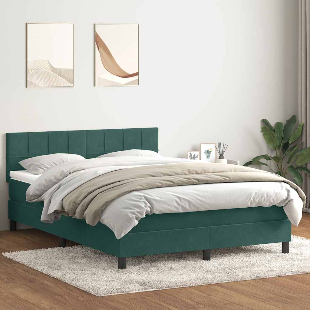Sommier à lattes de lit et matelas vert foncé 140x210cm velours - XIOS